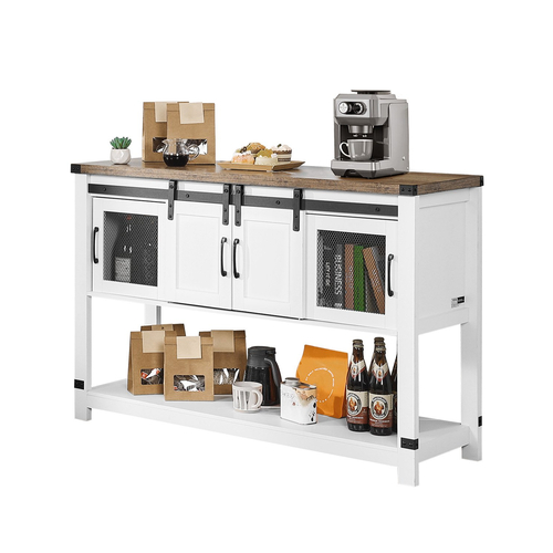 VEVOR Coffee Bar Ντουλάπα Τραπέζι 4 επιπέδων καφέ μπαρ με πόρτες αχυρώνα για σαλόνι