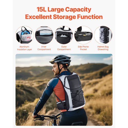 Σακίδιο πλάτης VEVOR Hydration Pack 3L TPU Water Bladder ποδηλασία Πεζοπορία Τρέξιμο Κάμπινγκ
