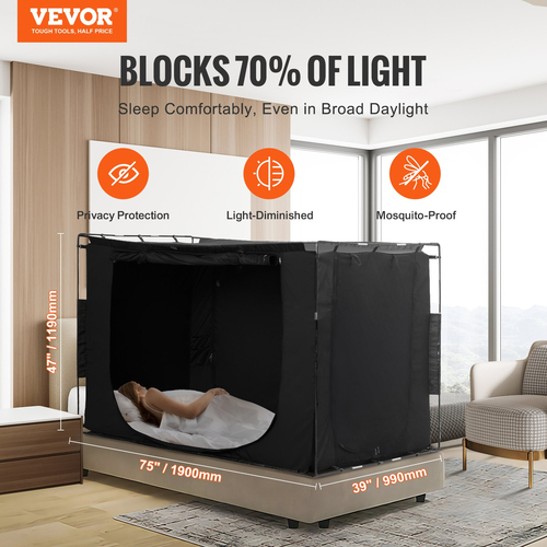 VEVOR 3 Doors Bed Tent Αναπνεύσιμη Σκηνή 70% Blackout με 0,37 in Fiber Poles