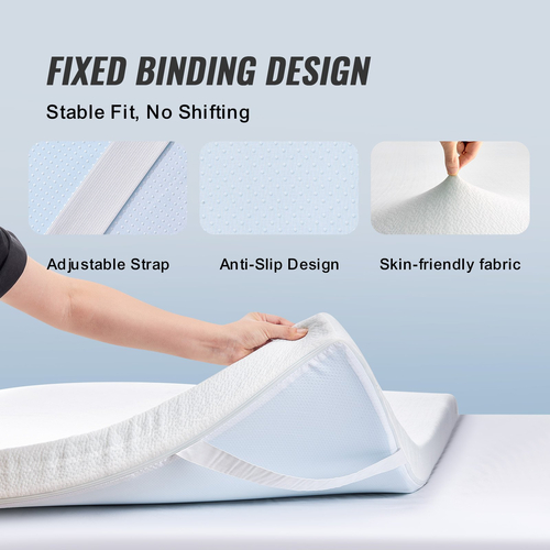 VEVOR Στρώμα Topper Memory Foam Αποσπώμενο & Πλενόμενο Queen Πάχος 76,2 mm