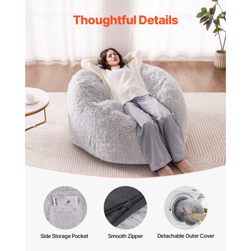 Καρέκλα κρεβατιού VEVOR Bean Bag Μετατρέψιμη από καρέκλα σε σαλόνι ή στρώμα Grey-Queen