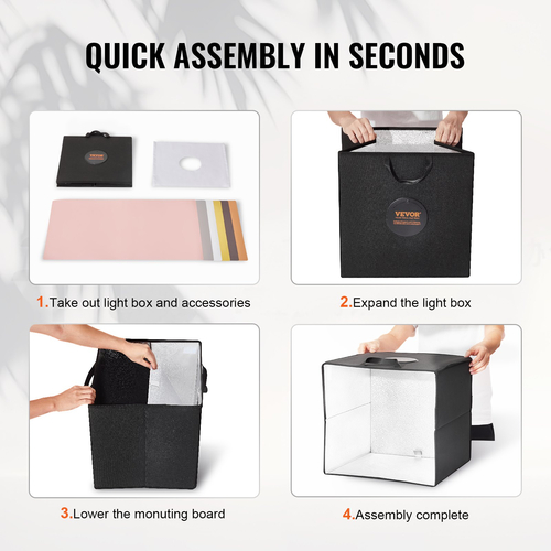 VEVOR 12" x 12" Photo Studio Light Box 3000-5600K 6 έγχρωμα σκηνικά διπλής όψης