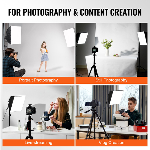 VEVOR Softbox Lighting Kit 16 in x 16 in 3000-6500K Ρυθμιζόμενο για λήψη