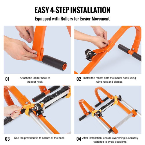 VEVOR Ladder Roof Hook Stabilizer 2 Pack with Wheel Labber Grip T-Bar Steel