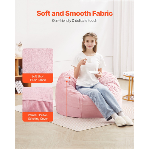 Καρέκλα VEVOR 3 πόδια Round Bean Bag με αφαιρούμενο κάλυμμα & Dutch Velvet Pink