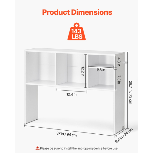 VEVOR Desktop Bookshelf White Desktop Storage Organizer 1-Tier για γραφείο και σπίτι