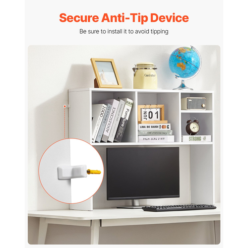 VEVOR Desktop Bookshelf White Desktop Storage Organizer 1-Tier για γραφείο και σπίτι
