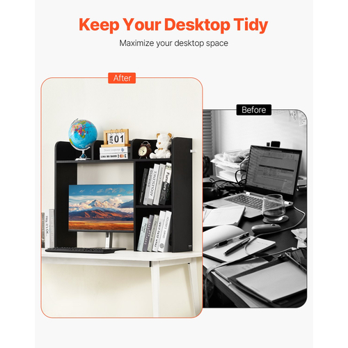 VEVOR Desktop Bookshelf Black Desktop Storage Organizer 2-Tier για γραφείο και σπίτι