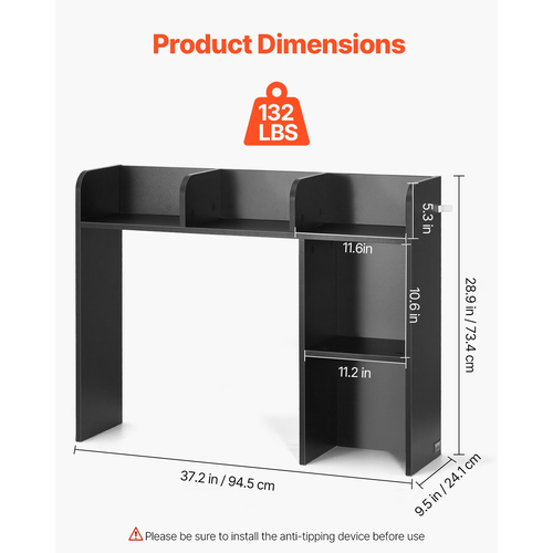 VEVOR Desktop Bookshelf Black Desktop Storage Organizer 2-Tier για γραφείο και σπίτι