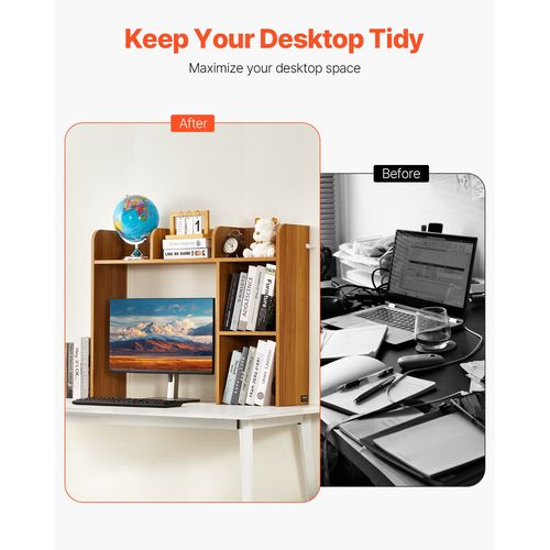 VEVOR Desktop Bookshelf Wood Desktop Storage Organizer 2-Tier για γραφείο και σπίτι