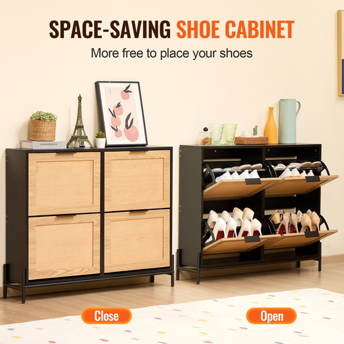Ερμάριο αποθήκευσης παπουτσιών VEVOR Rattan Shoe Storage Organizer με 4 συρτάρια