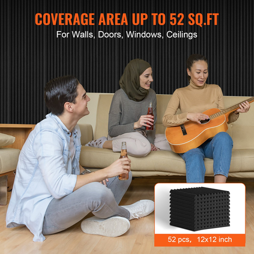 VEVOR Acoustic Foam Panels 52 Pack 12 x 12 x 1 in για τοίχο και οροφή στούντιο