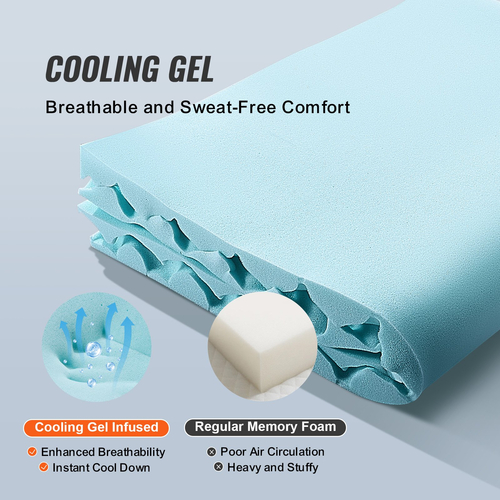 VEVOR Matress Topper Soft Memory Foam Cooling Gel Infusion Queen Size 50,8 mm