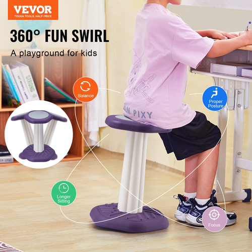 VEVOR Kids Wobble Chair Active Chair with Sponge Cushion για Ηλικίες 7-14 Μωβ