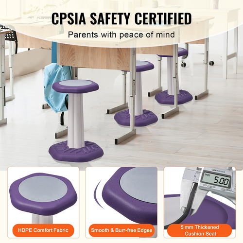 VEVOR Kids Wobble Chair Active Chair with Sponge Cushion για Ηλικίες 7-14 Μωβ