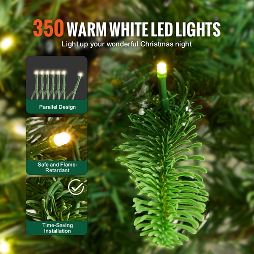 VEVOR Χριστουγεννιάτικο Δέντρο 6,5 ποδιών Prelit Artificial Tree with 350 White LEDs 900 Tips