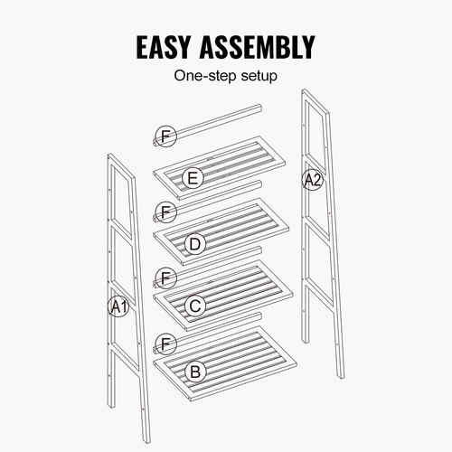 VEVOR Bamboo Bookshelf 4 Tiers Bamboo Ladder Βιβλιοθήκη τραπεζοειδές ράφι αποθήκευσης