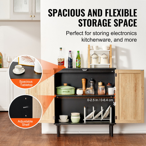 Ντουλάπα VEVOR Rattan Storage με 2 μαγνητικές πόρτες και ρυθμιζόμενα ράφια μαύρο