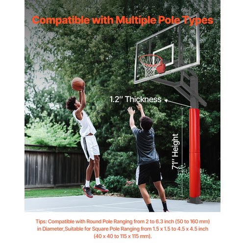 VEVOR 180cm Basketball Pole Pad Durable Padding 5-16 Round 11,5x11,5 Square Pole