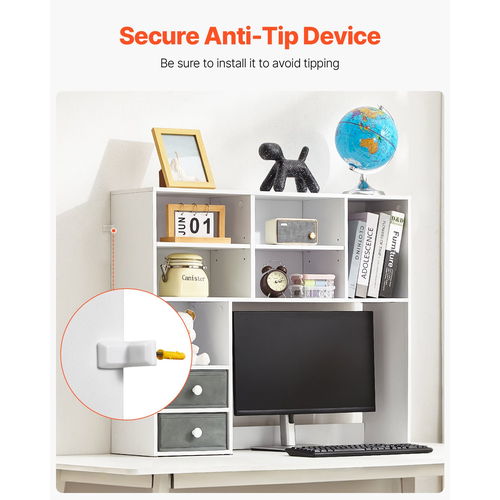 VEVOR Desktop Bookshelf White Desktop Storage Organizer 3 επιπέδων για γραφείο και σπίτι