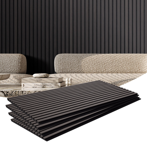 Ακουστικά πάνελ VEVOR Wood Slat 23,6 x 47,2 ιντσών για μοντέρνα διακόσμηση τοίχου από μαύρη δρυς