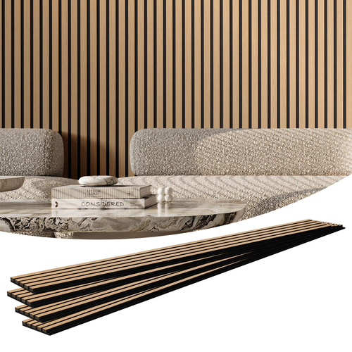 Ακουστικά πάνελ VEVOR Wood Slat 7,9 x 94,5 ιντσών για μοντέρνα διακόσμηση τοίχου ανοιχτό δρυ