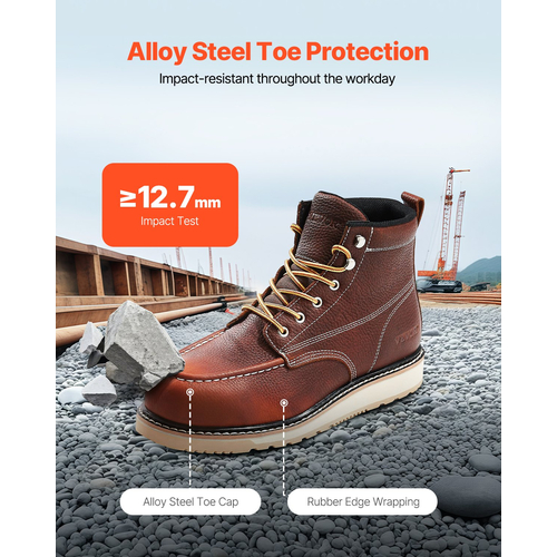 VEVOR Steel Toe Work Boots UK Size 10.5 Αδιάβροχο Moc for Men Αντιολισθητικό