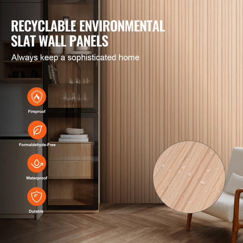 VEVOR Wood Slat Acoustic Panels 8 τμχ 96 x 6 ιντσών WPC για μοντέρνο ξύλο τέφρας τοίχου