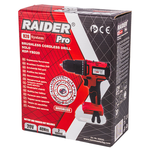 RAIDER R20 Solo Κρουστικό δραπανοκατσάβιδο μπαταρίας 20V 40Nm Brushless RDP-YBD20 030243