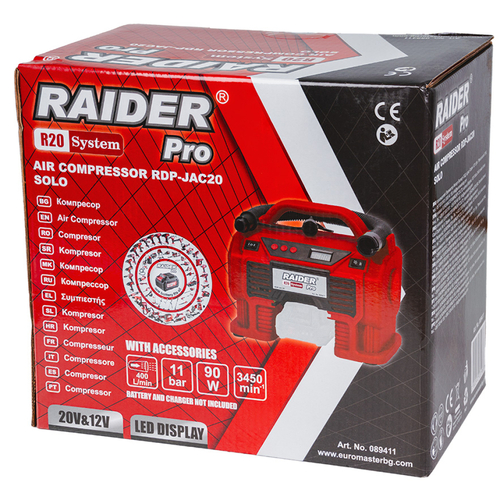 RAIDER R20 Solo Τρόμπα αυτοκινήτου 160PSI επαναφορτιζόμενη 20V RDP-JAC20 089411