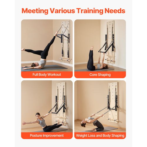 Μηχανή Pilates Reformer VEVOR Επιτοίχια βάση Pilates από ξύλο σφενδάμου
