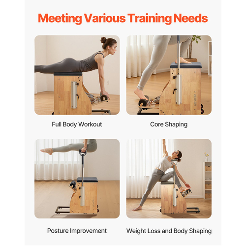 Πολυθρόνα Pilates VEVOR με διπλά πεντάλ για σταθερότητα, λαβή για προπόνηση ολόκληρου του σώματος