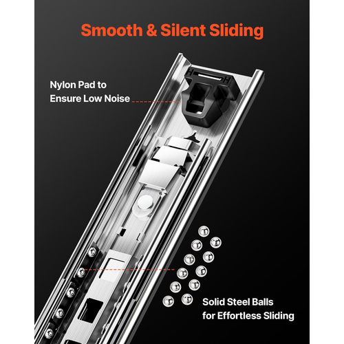 VEVOR 1 ζεύγος συρταριών 16-60 ιντσών με ρουλεμάν soft-close, πλήρης επέκταση