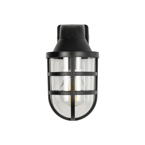 GLOBOSTAR® AGRE 61711 Φωτιστικό Τοίχου - Απλίκα Κήπου με Ντουί 1 x E27 AC 220-240V Αδιάβροχο IP65 - Μάυρο - Μ18 x Π11.5 x Υ22cm