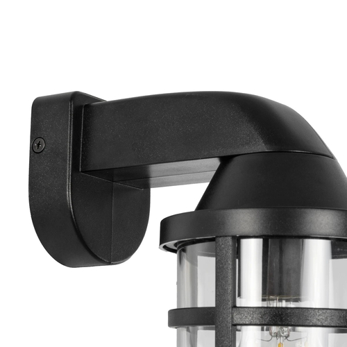 GLOBOSTAR® AGRE 61711 Φωτιστικό Τοίχου - Απλίκα Κήπου με Ντουί 1 x E27 AC 220-240V Αδιάβροχο IP65 - Μάυρο - Μ18 x Π11.5 x Υ22cm
