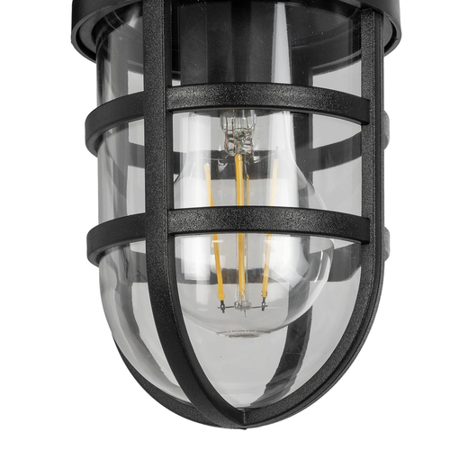 GLOBOSTAR® AGRE 61711 Φωτιστικό Τοίχου - Απλίκα Κήπου με Ντουί 1 x E27 AC 220-240V Αδιάβροχο IP65 - Μάυρο - Μ18 x Π11.5 x Υ22cm