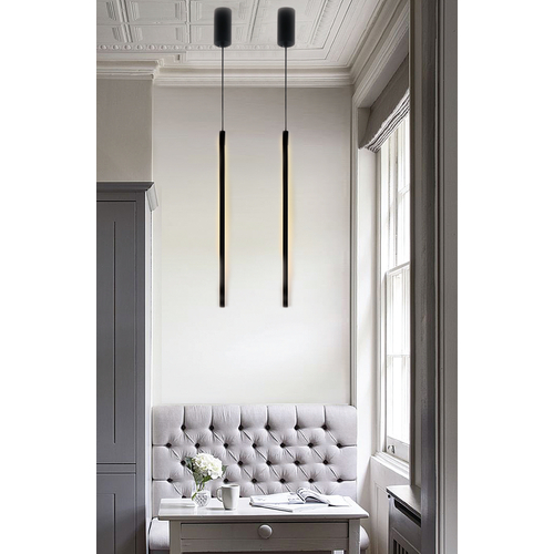 InLight Κρεμαστό φωτιστικό LED 7W 3000K από μαύρο μέταλλο και ακρυλικό D:60cm (6023-Black)
