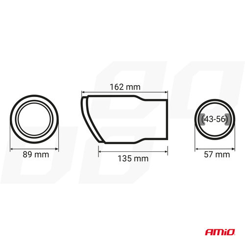 ΑΚΡΟ (ΜΠΟΥΚΑ) ΕΞΑΤΜΙΣΗΣ MT-028C AKR ΧΡΩΜΙΟ/CARBON Φ43>56 155x89mm AMIO - 1 ΤΕΜ.