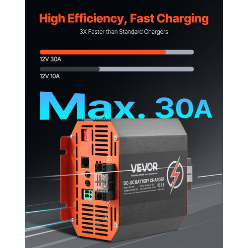 Φορτιστής μπαταρίας VEVOR 12V 30A DC σε DC, φορτιστής μπαταρίας 375W για AGM λιθίου μολύβδου-οξέος