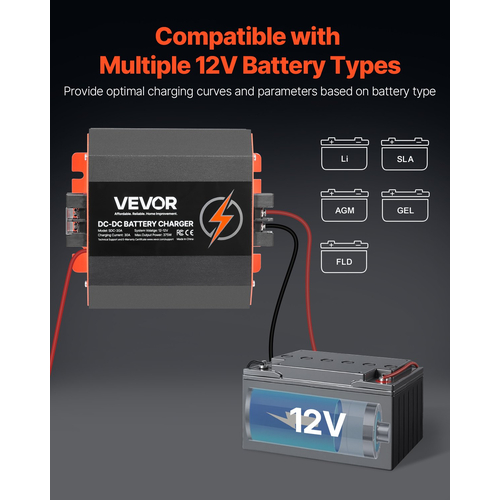 Φορτιστής μπαταρίας VEVOR 12V 30A DC σε DC, φορτιστής μπαταρίας 375W για AGM λιθίου μολύβδου-οξέος