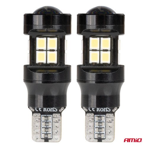 ΛΑΜΠΑΚΙΑ LED T15 W16W 12V/24V LED CAN-BUS 15xSMD 2835 ΛΕΥΚΟ ΦΩΣ 5.500K (ΣΕ ΧΡΩΜΑ ΜΑΥΡΟ) AMIO - 2 ΤΕΜ.