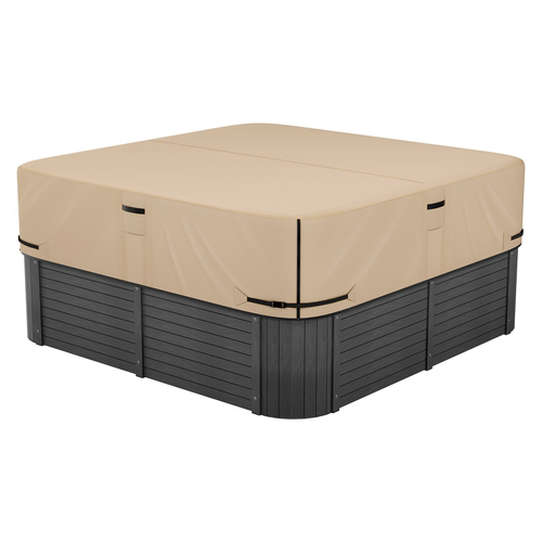 Κάλυμμα υδρομασάζ εξωτερικού χώρου VEVOR 2160x2160x508mm, ανθεκτικό στις καιρικές συνθήκες και αδιάβροχο, καφέ