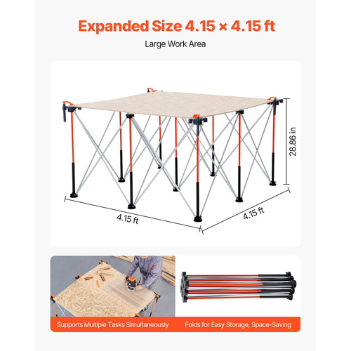 Φορητή πτυσσόμενη βάση εργασίας VEVOR 1264 x 1264 mm Πτυσσόμενη βάση εργασίας 1589 kg