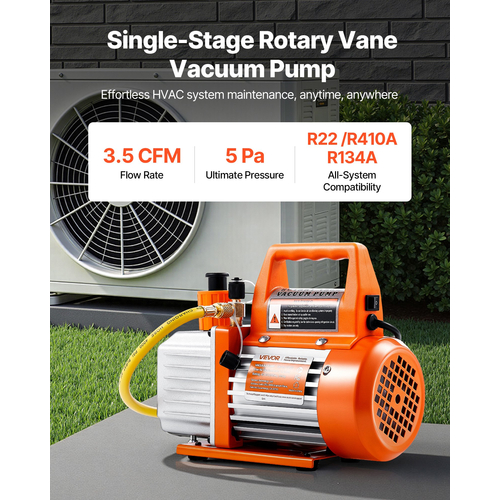 Αντλία κενού VEVOR 100 L/min HVAC Μονοβάθμια περιστροφική αντλία κενού με λάδι