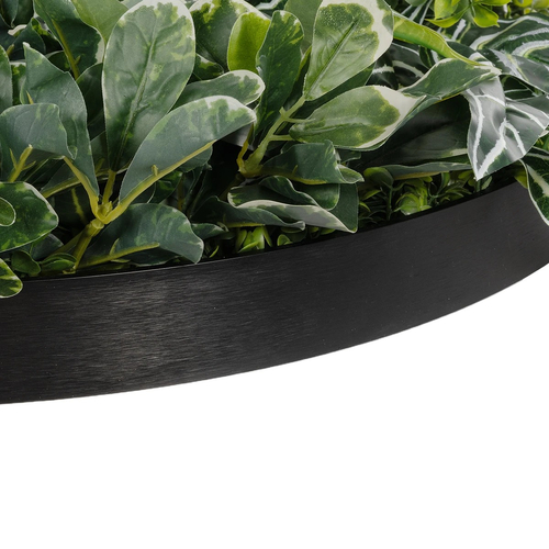GloboStar® Artificial Garden VARIOUS PLANTS ROUND WALL DISC 20691 Τεχνητό Διακοσμητικό Στρογγυλό Πάνελ Φυλλωσιάς - Κάθετος Κήπος Μιξ Μ60 x Π60 x Υ20cm