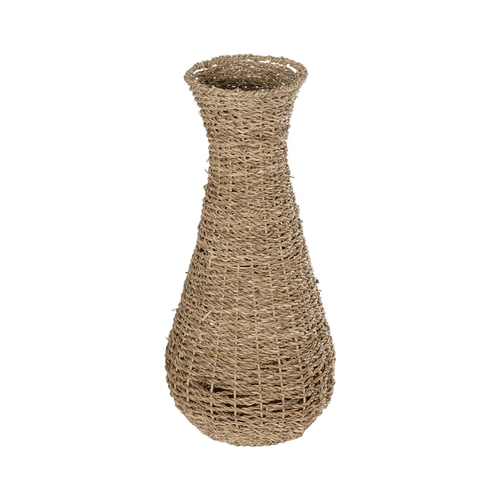 GloboStar® Artificial Garden CALIFORNIA 21239 Διακοσμητικό Πλεκτό Καλάθι - Κασπώ Γλάστρα - Flower Pot Μπεζ Μ20 x Π20 x Υ43cm