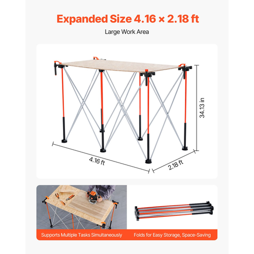 Φορητή πτυσσόμενη βάση εργασίας VEVOR 1267 x 665 mm Πτυσσόμενη βάση εργασίας 1135 kg