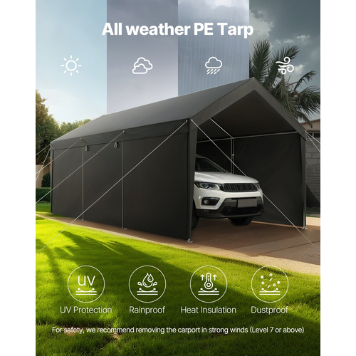 Στέγαστρο αυτοκινήτου VEVOR 12x20FT βαρέως τύπου με πλαϊνά τοιχώματα γκρι