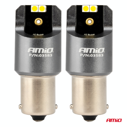 ΛΑΜΠΕΣ LED CAN-BUS P21W BA15S 12/24V 6.000K 4xSMD ΛΕΥΚΟ PRO SERIES AMIO - 2 ΤΕΜ.