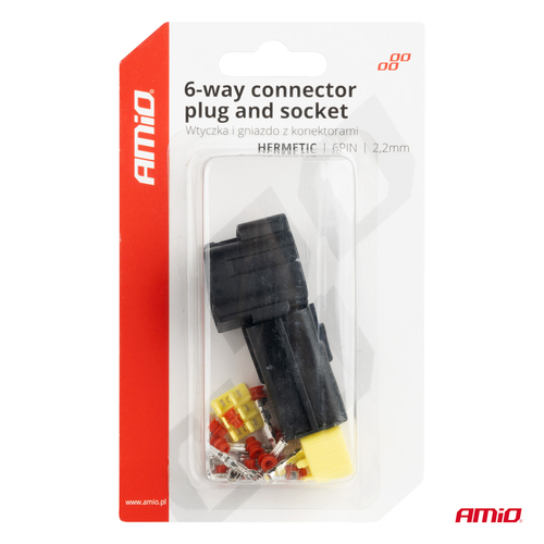 ΦΙΣΑ ΣΥΝΔΕΣΗΣ ΜΕ ΥΠΟΔΟΧΗ 6 PIN Φ2,2mm ΑΔΙΑΒΡΟΧΗ AMIO - 1 τεμ.